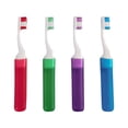 thumbnail image 1 of 4 Pcs Travel Toothbrush Set Mini Toothbrushes Soft Portable Toothbrushes Travels with Tooth Brush Cover Small Folding Individually Wrapped for Camping Home, 1 of 9