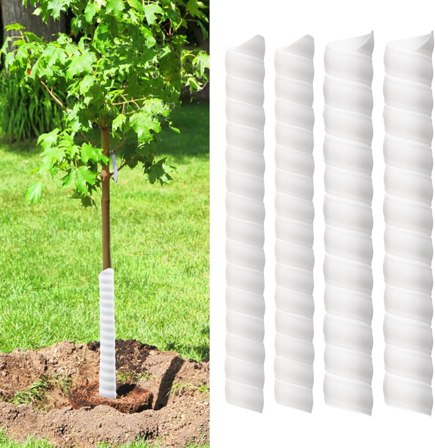 4 Pcs Tree Trunk Protector, 2 Sizes Plastic Spiral Tree Guard Wrap ...