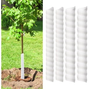 4 Pcs Tree Trunk Protector, 2 Sizes Plastic Spiral Tree Guard Wrap, Tree Bark Protector Tube for Saplings, Protect from Deer Cats Rodents Rabbits Mowers, White