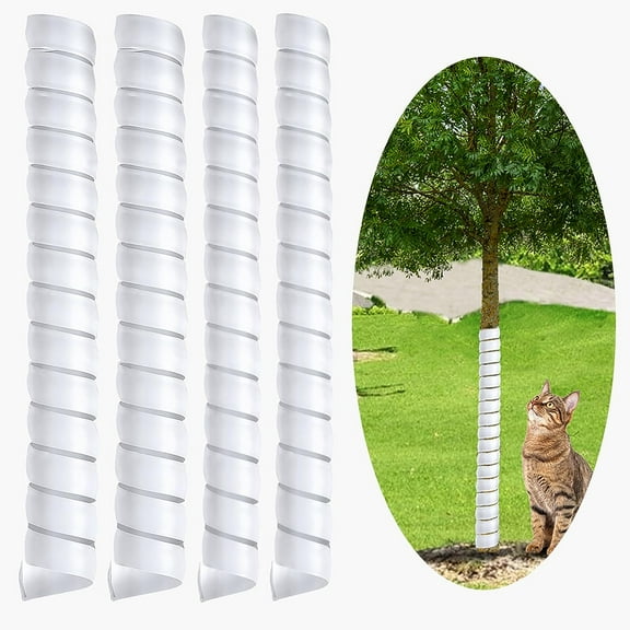 4 Pcs Tree Trunk Protector, Spiral Tree Guards for Saplings in 2 Size, White Plastic Tree Protectors, Tree Wraps to Protect Bark or Plants from Deer Rabbit Cats Rodents Squirrel Mowers Trimmers