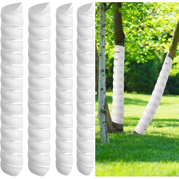 4 Pcs Tree Trunk Protectors,Happon Plastic Spiral Tree Guards Trunk Protectors for Protecting Saplings Plants from Rodents Deer Rabbit Mowers (2 Sizes)