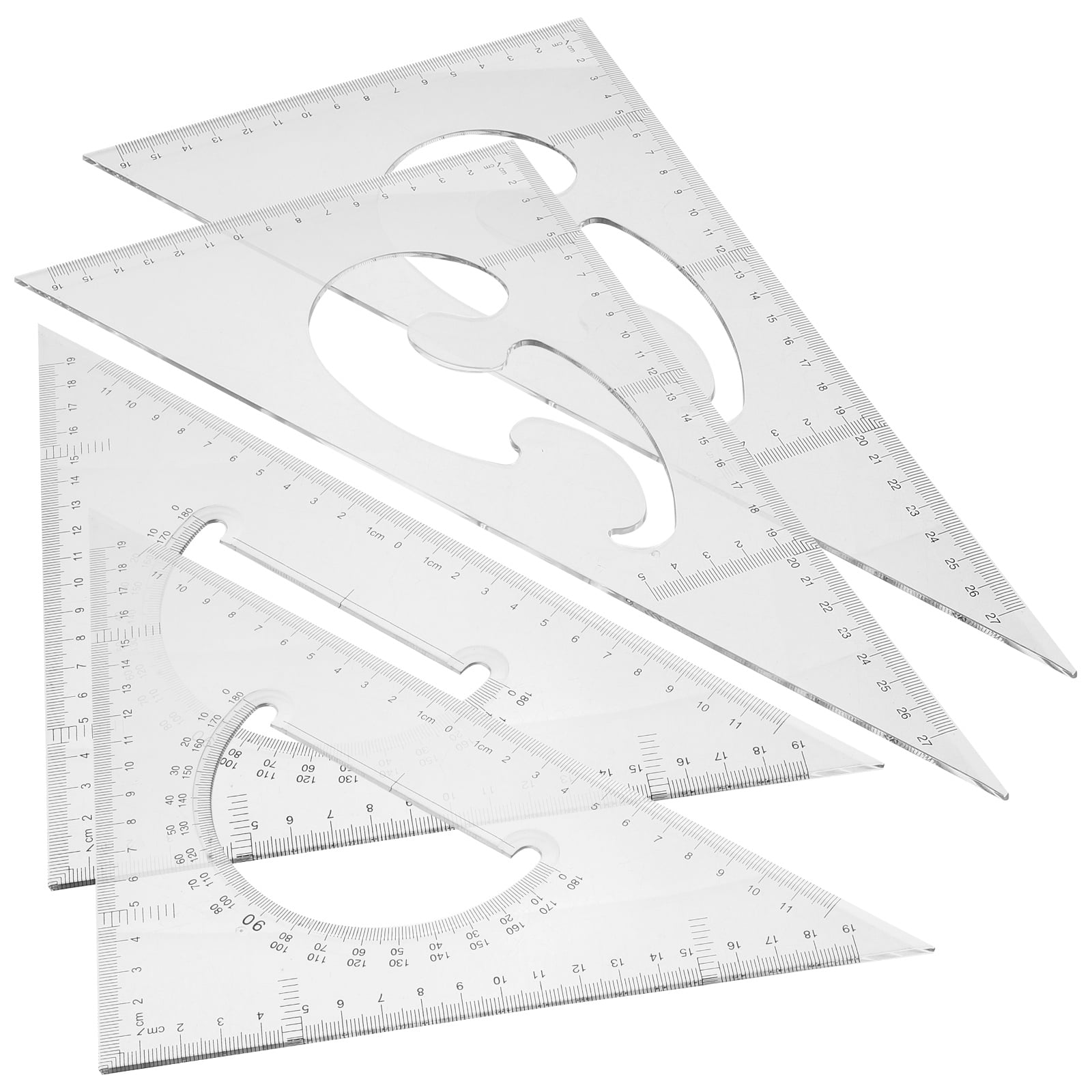 4 Pcs Triangle Board Measurement Tools Plastic Rulers Table Top Shelves