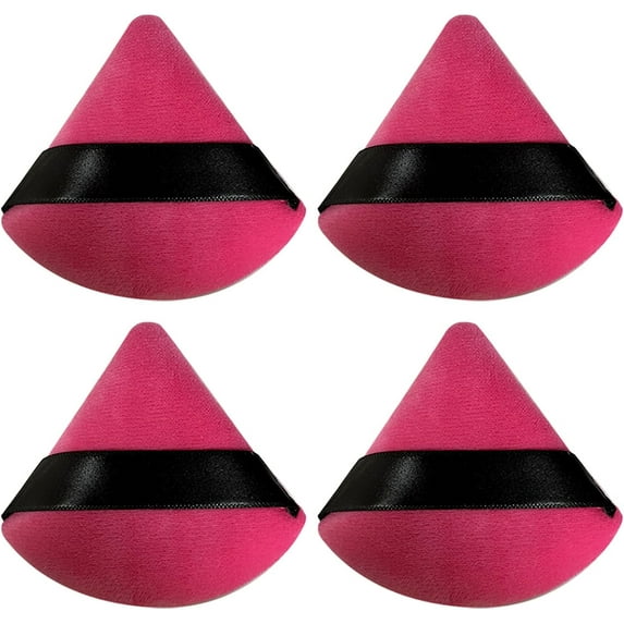 4 Pcs Triangle Powder Puff Face Makeup Sponge,Loose Powder Body Powder, Cosmetic Foundation Sponge Velour Setting Powder Puff Wet Dry Beauty Makeup Tool (D, One Size)