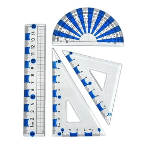 4 Pcs Triangular Ruler Set, Metric Plastic Geometry Set, 15cm Straight Ruler Triangular Square Protractor Kit, Clear Measuring Scale Tools, Geometric Drafting Kit, Drawing Measuring Supplies