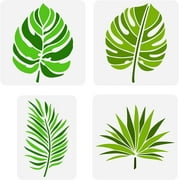 4 Pcs Tropical Leaf Stencils 2 Sizes Fern Leaf Stencil Template Plastic Palm Leaves Pattern Painting Stencil Reusable Large Botanical Leaves Stencil for DIY Crafts Furniture Home Decor