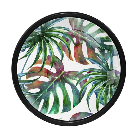 4 Pcs Tropical Leaves Knobs for Kitchen Cabinet Cupboard Dresser Bookcase Drawer Pulls Handles Round Home Decor