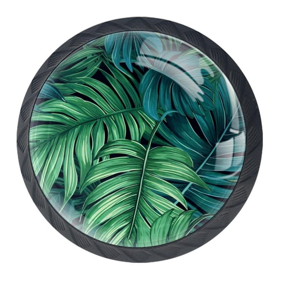 4 Pcs Tropical Leaves Knobs for Kitchen Cabinet Cupboard Dresser Bookcase Drawer Pulls Handles Round Home Decor