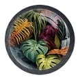 thumbnail image 1 of 4 Pcs Tropical Leaves Knobs for Kitchen Cabinet Cupboard Dresser Bookcase Drawer Pulls Handles Round Home Decor, 1 of 8
