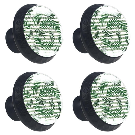 4 Pcs Tropical Leaves Knobs for Kitchen Cabinet Cupboard Dresser Bookcase Drawer Pulls Handles Round Home Decor