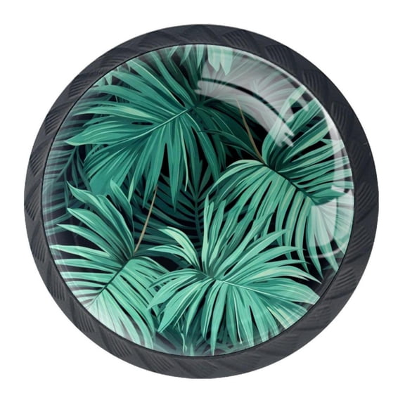 4 Pcs Tropical Leaves Knobs for Kitchen Cabinet Cupboard Dresser Bookcase Drawer Pulls Handles Round Home Decor