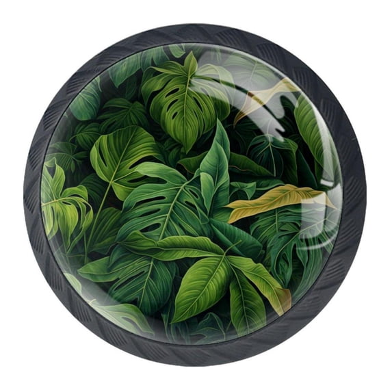 4 Pcs Tropical Leaves Knobs for Kitchen Cabinet Cupboard Dresser Bookcase Drawer Pulls Handles Round Home Decor