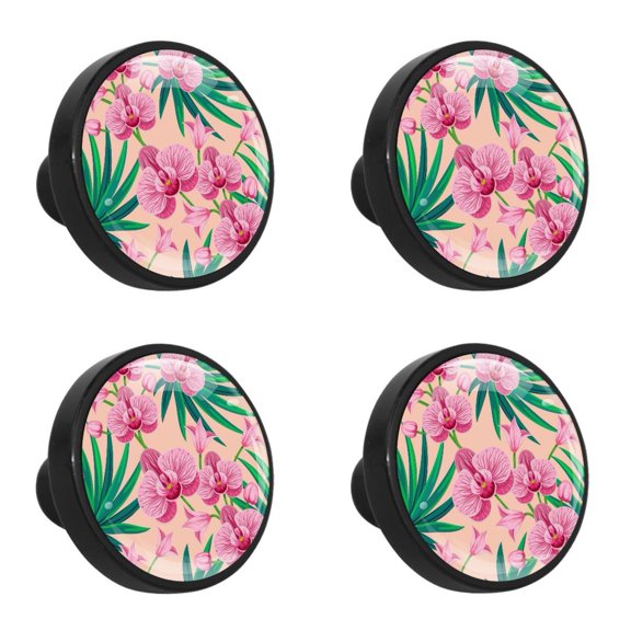 4 Pcs Tropical Palm Leaves Knobs for Kitchen Cabinet Cupboard Dresser Bookcase Drawer Pulls Handles Round Home Decor