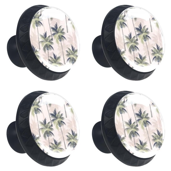 4 Pcs Tropical Palm Trees Knobs for Kitchen Cabinet Cupboard Dresser Bookcase Drawer Pulls Handles Round Home Decor