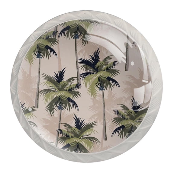 4 Pcs Tropical Palm Trees Knobs for Kitchen Cabinet Cupboard Dresser Bookcase Drawer Pulls Handles Round Home Decor