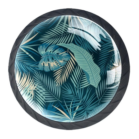 4 Pcs Tropical Plant Leaves Knobs for Kitchen Cabinet Cupboard Dresser Bookcase Drawer Pulls Handles Round Home Decor