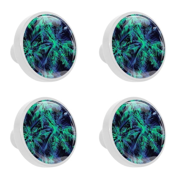 4 Pcs Tropical palm tree Knobs for Kitchen Cabinet Cupboard Dresser Bookcase Drawer Pulls Handles Round Home Decor