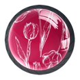 thumbnail image 1 of 4 Pcs Tulips Red Knobs for Kitchen Cabinet Cupboard Dresser Bookcase Drawer Pulls Handles Round Home Decor, 1 of 8