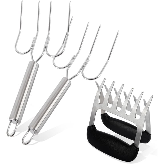 4 Pcs Turkey Lifter Forks and Meat Shredder Claws Set, Stainless Steel Turkey Forks for Roasting and Shredding Pulled Pork, Roasted Turkey, Holiday BBQ Meals