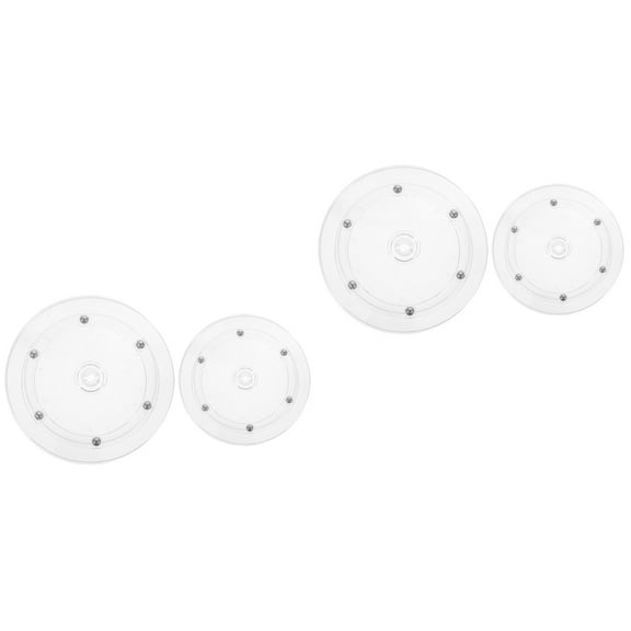 4 Pcs Turntable Clear Countertop Rack Rotating Cake Transparent Plastic 360-degree