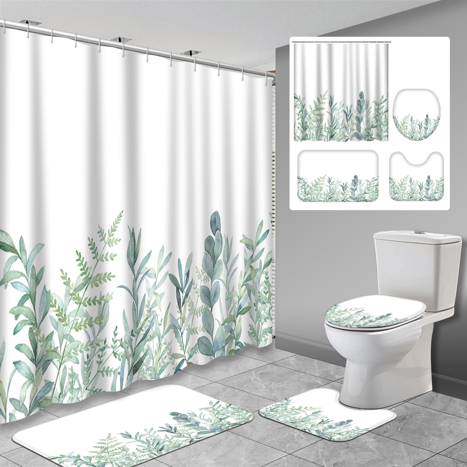 4 Pcs Turquoise and Grey Bathroom Shower Curtain Sets with Rugs, Abstract  Art Modern Bathroom Sets with Shower Curtain and Rugs, Teal Gray Bathroom  Decor Sets with Mats and Towels - Walmart.com, image size:1500x1500