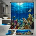 thumbnail image 1 of 4 Pcs Turtle Bathroom Shower Curtain Sets with Rugs, Colorful Bathroom Sets with Shower Curtain and Rugs, Blue Ocean Sea Bathroom Decor Sets with Mats and Towels, 1 of 7