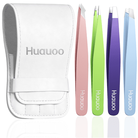 4 Pcs Tweezers Set, Stainless Steel Hair Removal Makeup Tool, Gift,Multicolor