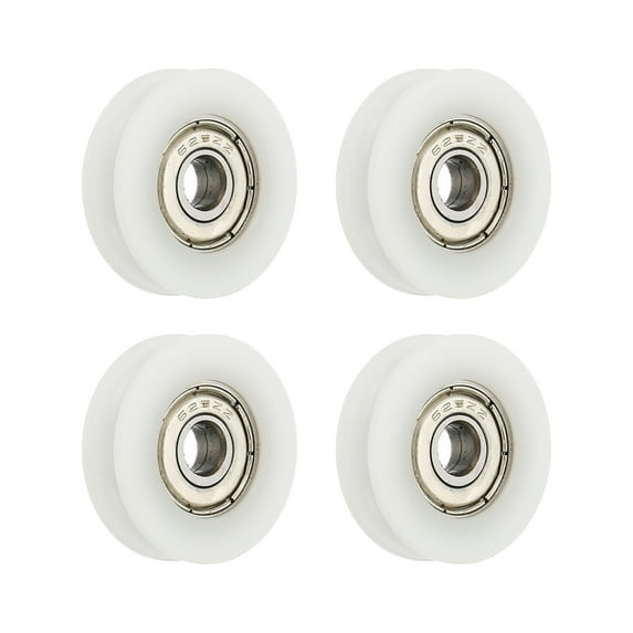 4 Pcs U Type Groove Nylon Plastic Guide Bearing 5x24x7mm, U Type Pulley Roller Wheel Bearing Roller Wheels, (White)