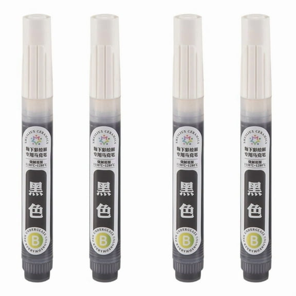 4 Pcs Underglaze Pen Underglaze for Ceramics Ceramic Writing Pen Underglaze Permanent Porcelain Colored Pen (Black)