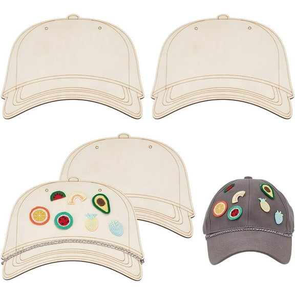 4 Pcs Unfinished Wood Hat Templates 7.08x8.27Inch Trucker Cap Patch Template Hat Template Palette Create Personalized Hat Patches for Designing Your Own Special DIY Hat Linen