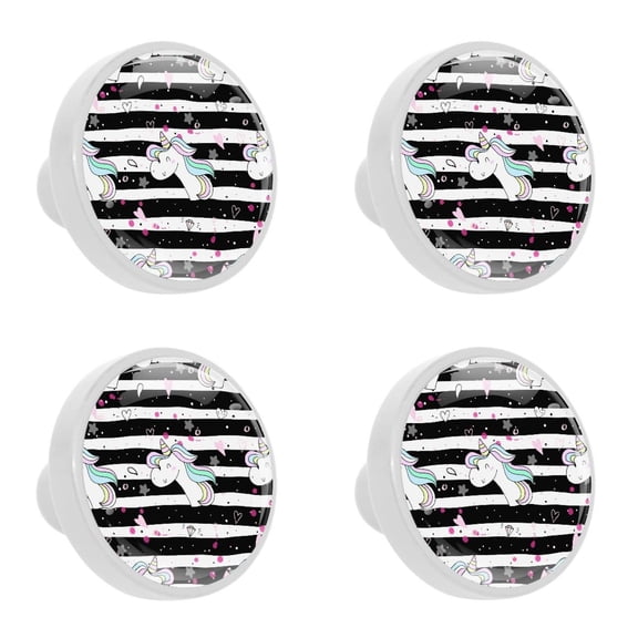 4 Pcs Unicorn Knobs for Kitchen Cabinet Cupboard Dresser Bookcase Drawer Pulls Handles Round Home Decor