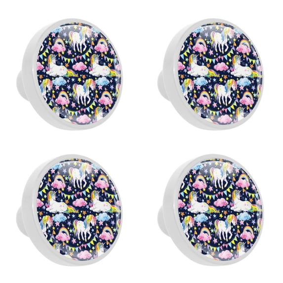 4 Pcs Unicorn Knobs for Kitchen Cabinet Cupboard Dresser Bookcase Drawer Pulls Handles Round Home Decor