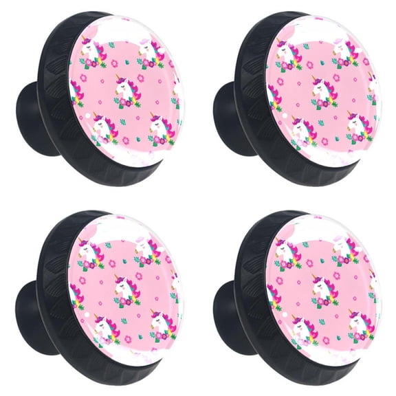 4 Pcs Unicorn Knobs for Kitchen Cabinet Cupboard Dresser Bookcase Drawer Pulls Handles Round Home Decor