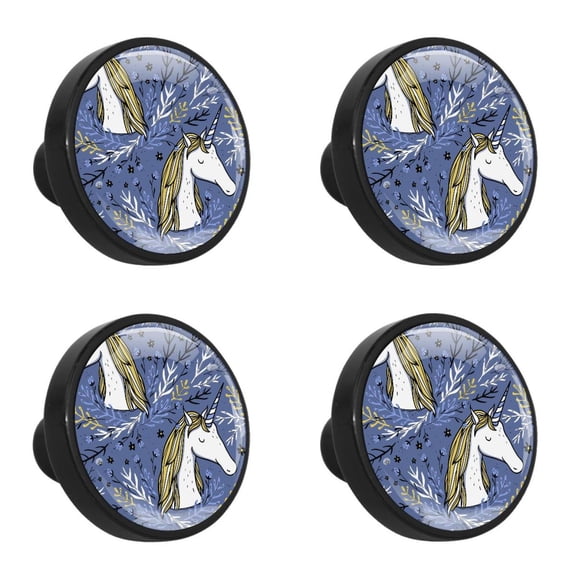 4 Pcs Unicorn Knobs for Kitchen Cabinet Cupboard Dresser Bookcase Drawer Pulls Handles Round Home Decor