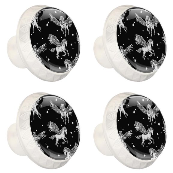 4 Pcs Unicorn Knobs for Kitchen Cabinet Cupboard Dresser Bookcase Drawer Pulls Handles Round Home Decor