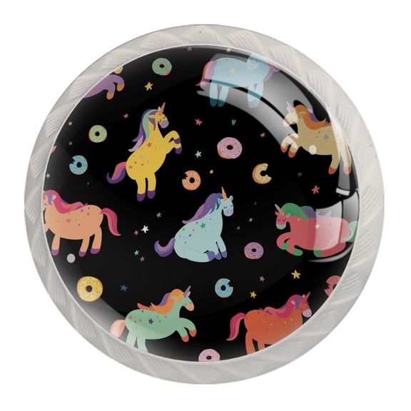 4 Pcs Unicorn Knobs for Kitchen Cabinet Cupboard Dresser Bookcase Drawer Pulls Handles Round Home Decor