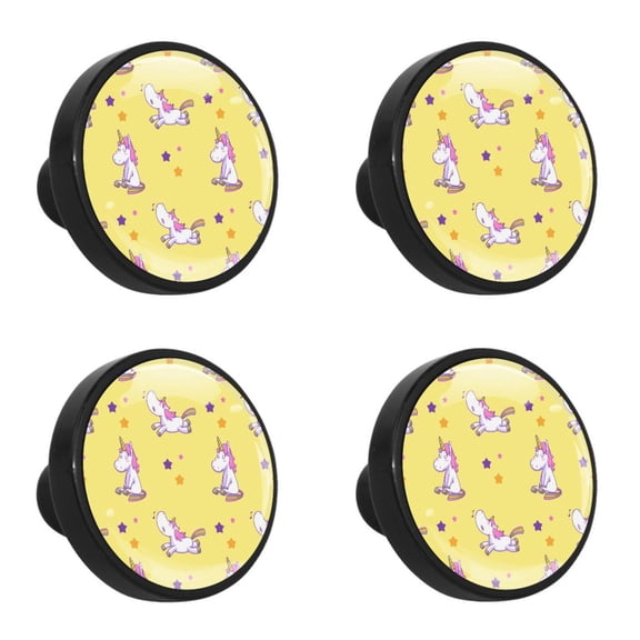 4 Pcs Unicorn Knobs for Kitchen Cabinet Cupboard Dresser Bookcase Drawer Pulls Handles Round Home Decor