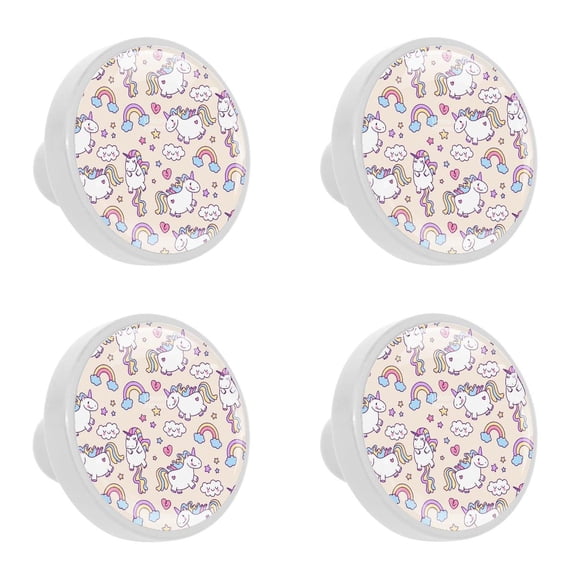 4 Pcs Unicorn Knobs for Kitchen Cabinet Cupboard Dresser Bookcase Drawer Pulls Handles Round Home Decor