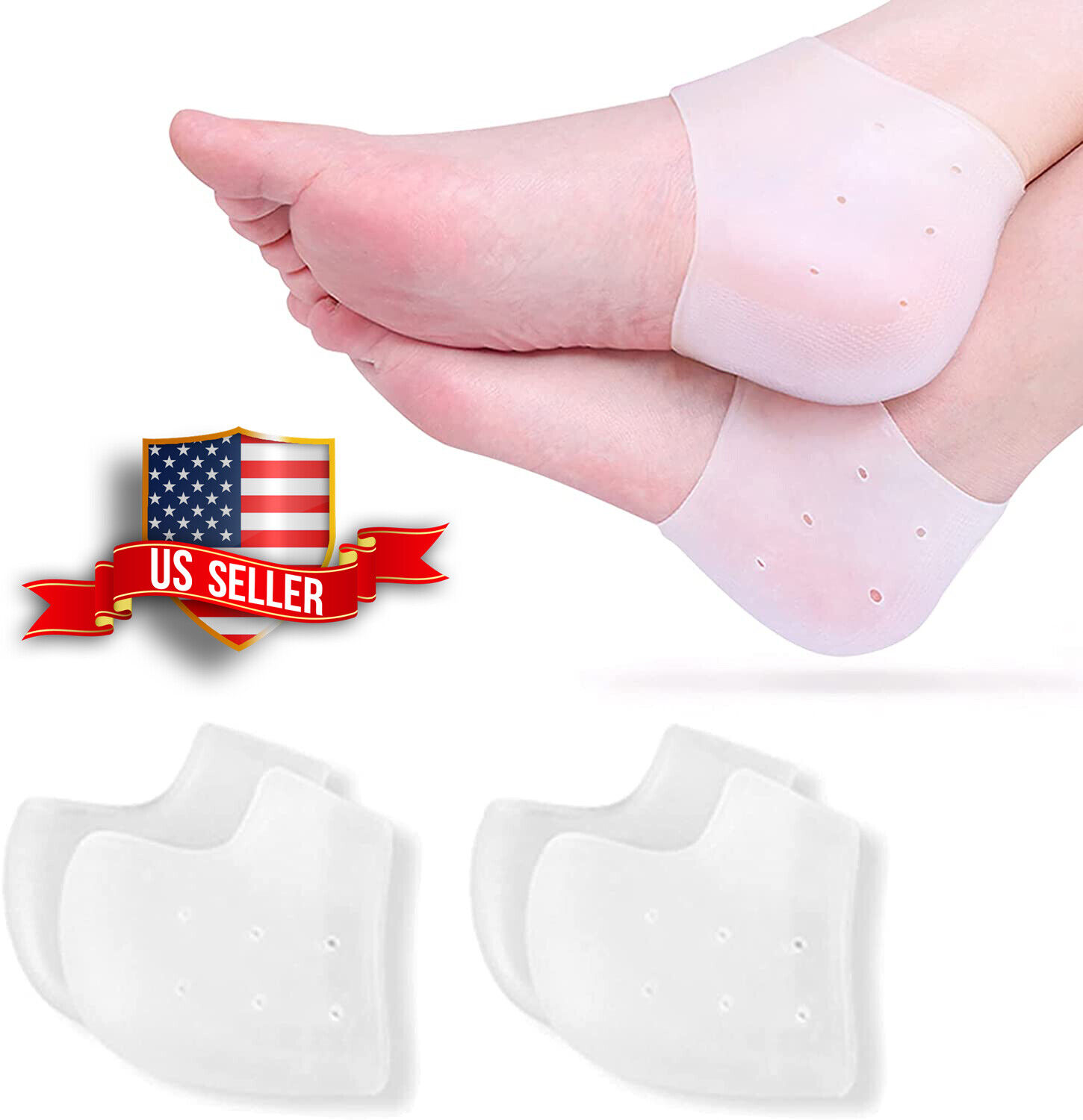 4 Pcs Unisex Heel Protectors Insoles Cracked Feet Care Socks Sleeve ...