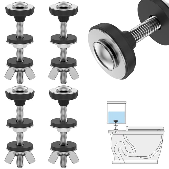 4 Pcs Universal Toilet Tank to Bowl Bolts Kit, Heavy Duty Waterproof Stainless Bolts with Rubber Gaskets for Toilet Mounting and Repair