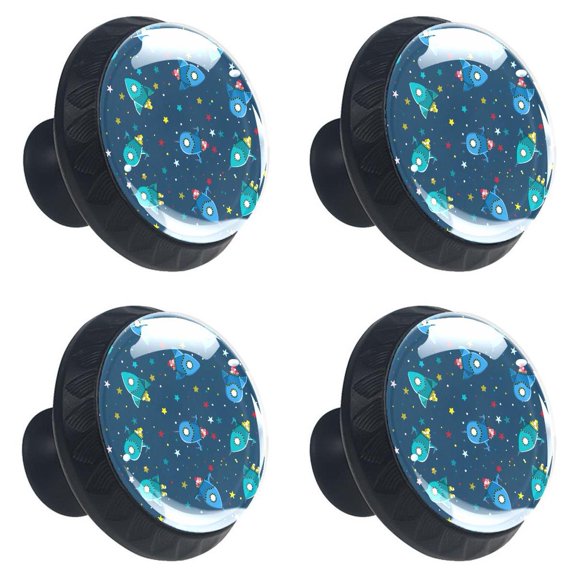 4 Pcs Universe Spaceship Knobs for Kitchen Cabinet Cupboard Dresser Bookcase Drawer Pulls Handles Round Home Decor