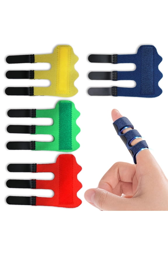 4 Pcs Upgraded Trigger Finger Splint: Trigger Finger Brace Support with 3 Adjustable Fixing Belt, Finger Straightener for Middle/Ring/Index/Pinky/Thumb, Fits for Broken/Straightening/Arthritis