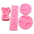 thumbnail image 1 of 4 Pcs Valentine'S Day Cake Fondant Molds,Valentine Mold Heart Shape Candy Silicone Molds,Love Letter Cupcake Cookie Decorating Baking Mold For Valentines Wedding Anniversary Party,4 PCS, 1 of 7