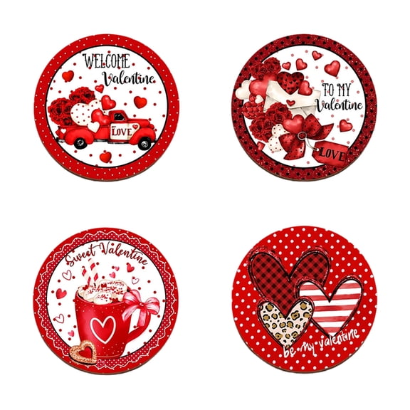 4 Pcs Valentine's Day Art Coasters with Holder Valentines Art Painting Coasters Kits Love Gift Romance for Adults DIY Craft (Heart)
