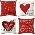 thumbnail image 1 of 4 Pcs Valentines Day Pillow Covers 18x18, Love Heart Valentines Day Throw Pillowcase, Valentines Day Home Decorations for Couch Sofa Living Room, Valentines Day Gifts for Him/Her (Red), 1 of 6