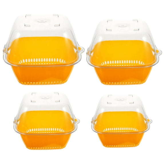 MEIBUTYUP 4Pcs Yellow Plastic Strainer Bowls Double Layered Fruit Vegetable Washing Basket for Kitchen