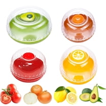 4 Pcs Vegetable and Fruit Storage Containers for Fridge, Refrigerator Vegetable Crisper Makes Food Stays Fresh Longer, BPA Free & Reusable, Ideal Avocado Lemon Tomato and Onion Keeper/Saver/Holder