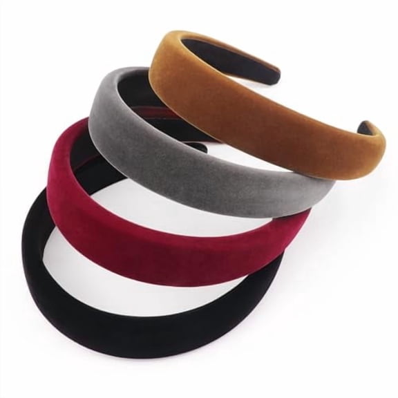 4 Pcs Velvet Wide Headbands for Women Girls Turban Vintage Boho Head Bands Fashion Non Slip Head Wraps Hoop Hair Accessories