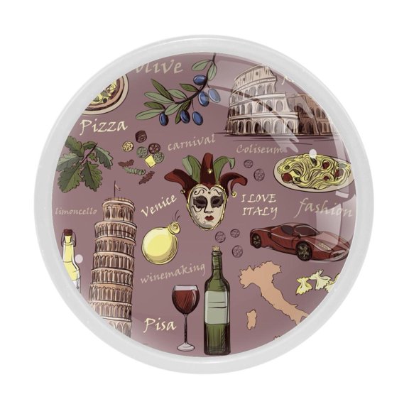 4 Pcs Venice Wine Carnival Knobs for Kitchen Cabinet Cupboard Dresser Bookcase Drawer Pulls Handles Round Home Decor