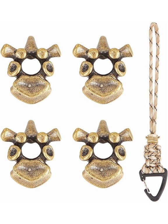 4 Pcs Vertebra Beads Brass Bone Vertebra Beads Bronze Vintage Bead DIY Accessories Keychain Bead Bracelet Bead Necklace Pendant Bead for DIY