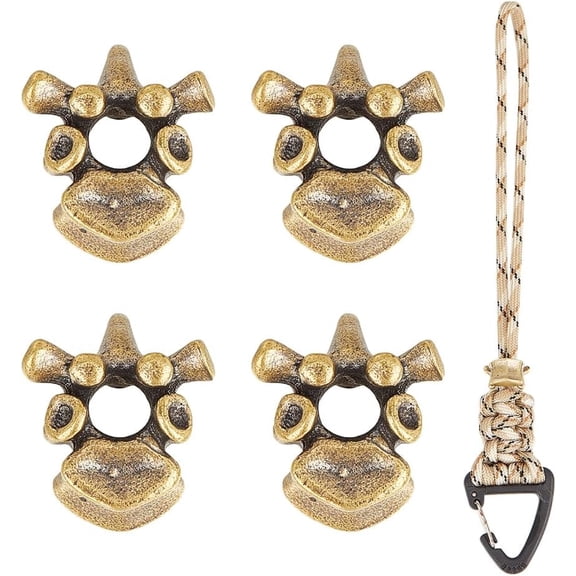 4 Pcs Vertebra Beads Brass Bone Vertebra Beads Bronze Vintage Bead DIY Accessories Keychain Bead Bracelet Bead Necklace Pendant Bead for DIY